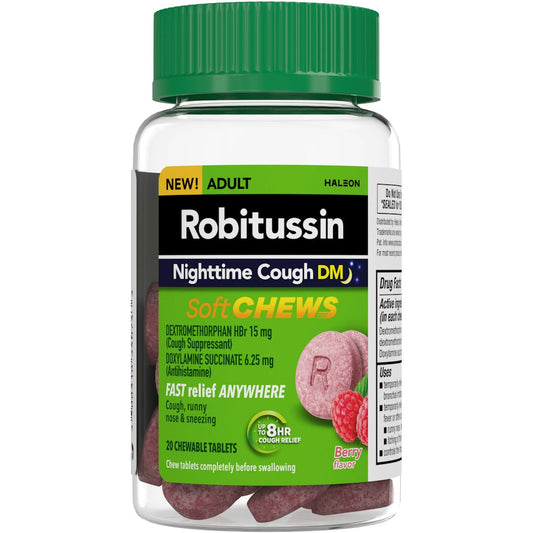 Robitussin Soft Chews, Nighttime Cough DM, Adult Formula, Berry Flavor