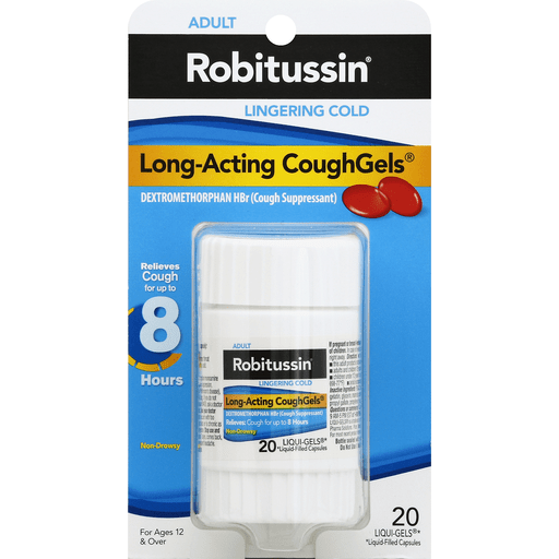 Robitussin Lingering Cold Cough Gels, Adult, Long Acting, Liqui Gels