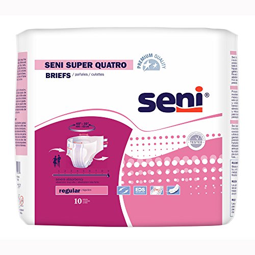 Seni Super Quatro Adult Incontinence Brief Regular Heavy Absorbency Breathable / Overnight, S-RE10-BQ1, Severe