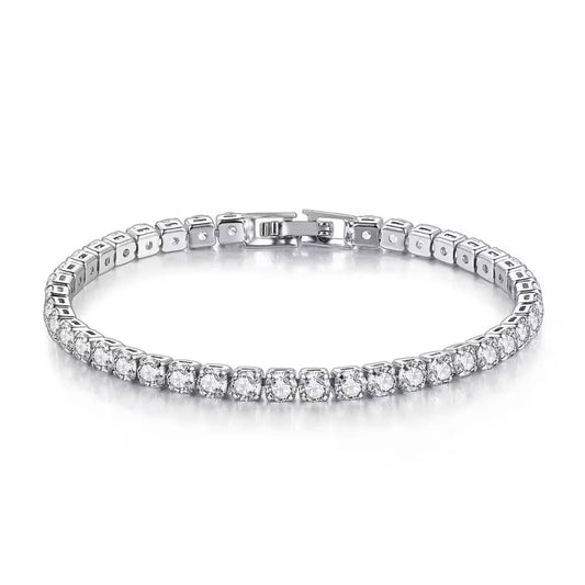 S925 Sterling Silver Tennis Bracelet with Zirconia | 4mm Fashion Wedding Jewelry
