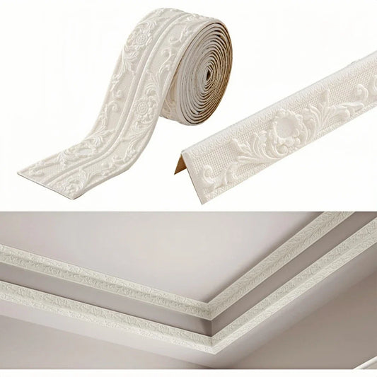 Self-Adhesive Wall Sticker | 2.3m x 12cm PVC Decorative Ceiling Corner Line