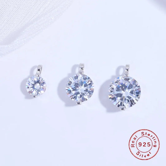 S925 Sterling Silver Inlaid Two-Claw Single Zircon Charm Handmade for Bracelet and Necklace