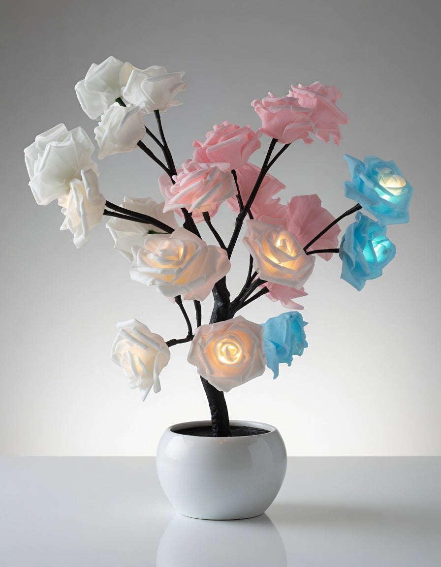 LED Rose Tree Lamp with Warm Glow Branches