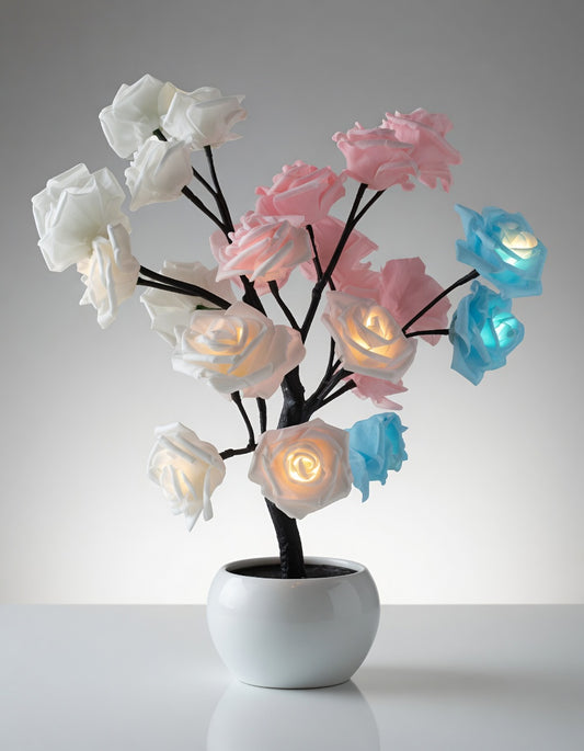 LED Rose Tree Lamp with Warm Glow Branches