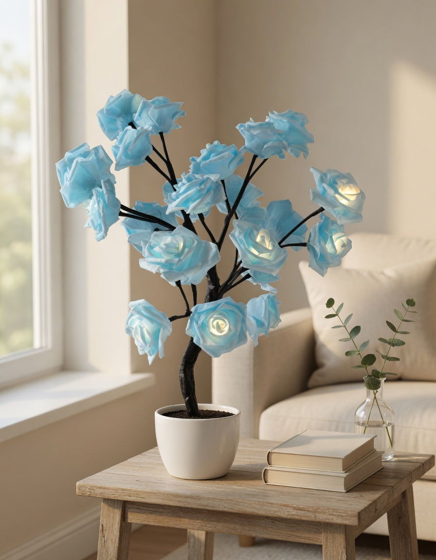 LED Rose Tree Lamp with Warm Glow Branches
