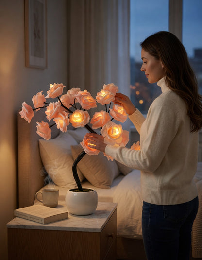 LED Rose Tree Lamp with Warm Glow Branches